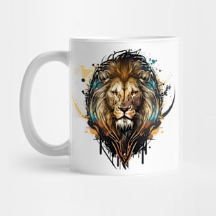 Lion Portrait Animal Painting Wildlife Outdoors Adventure Mug